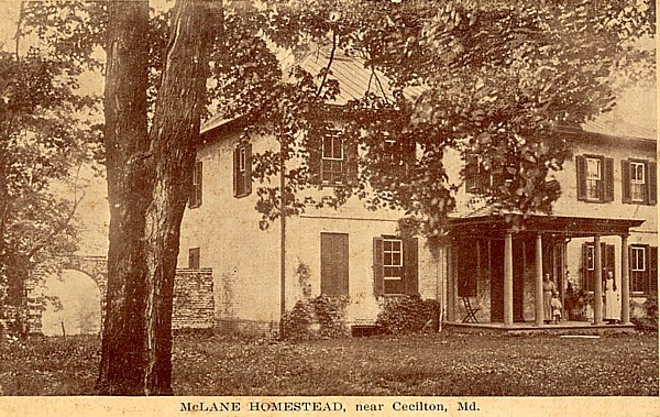 Old yellowed photo of McLane Homestead near Cecilton