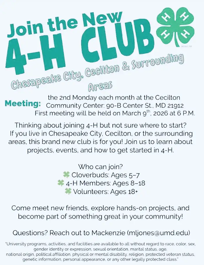 Join 4-H Club flyer